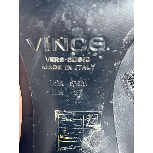 Vince Odelia Booties Heels Ankle Boots Black Leather Made in Italy Women's 6.5 - Picture 7 of 8